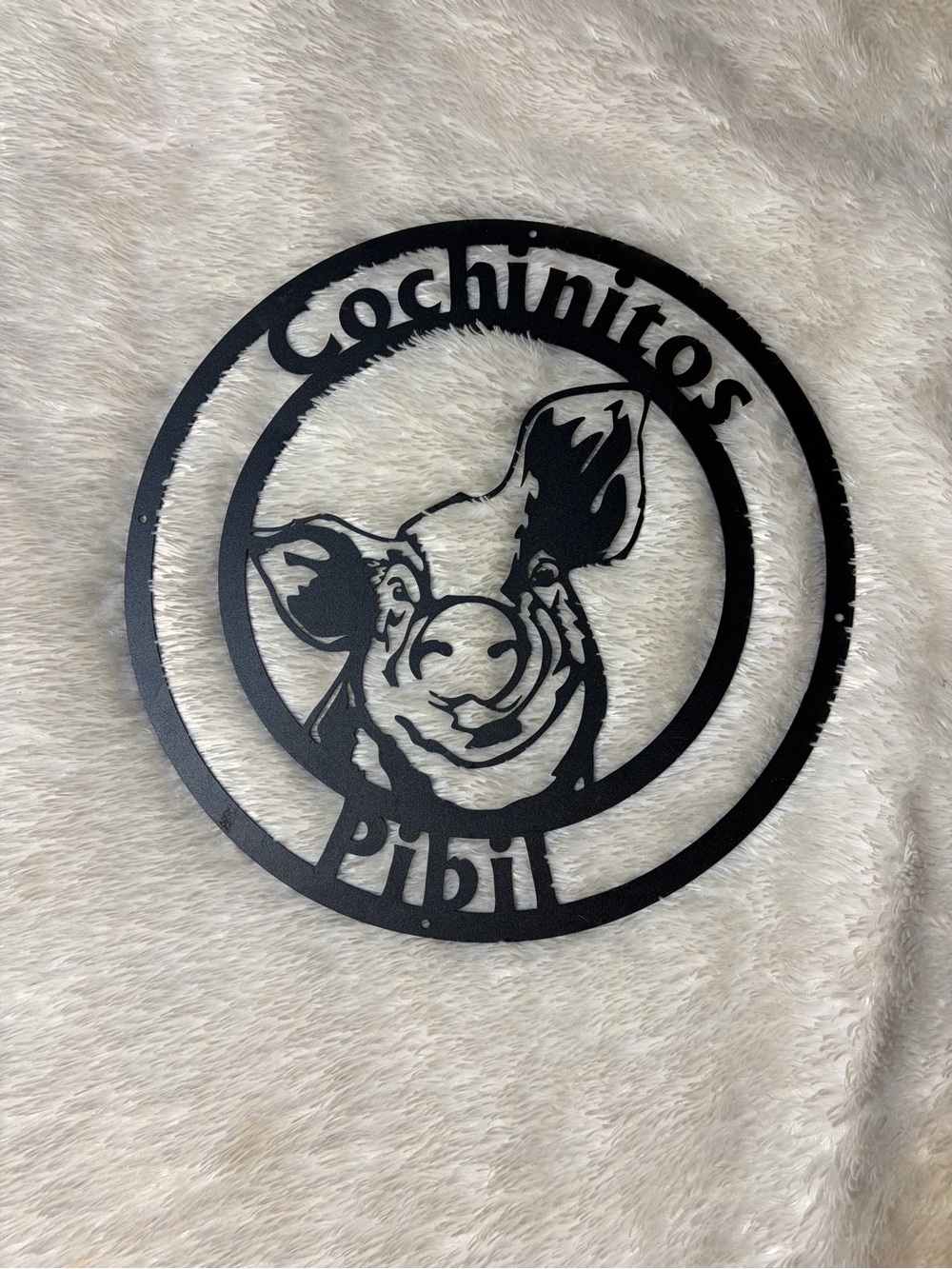 Cochinitos Pig Metal Wall Art - Black
